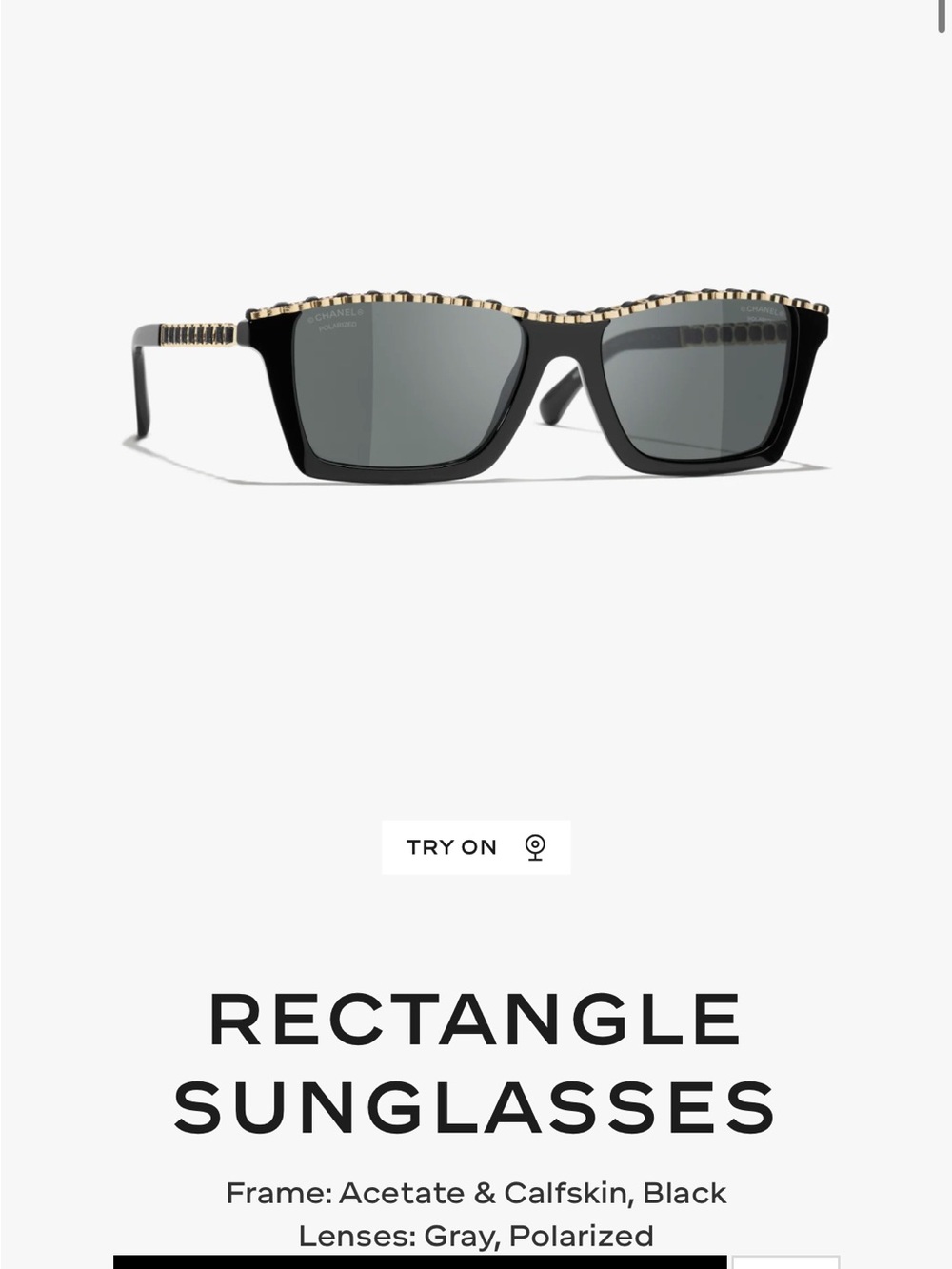 CHANEL Black & Gold Rectangle Sunglasses